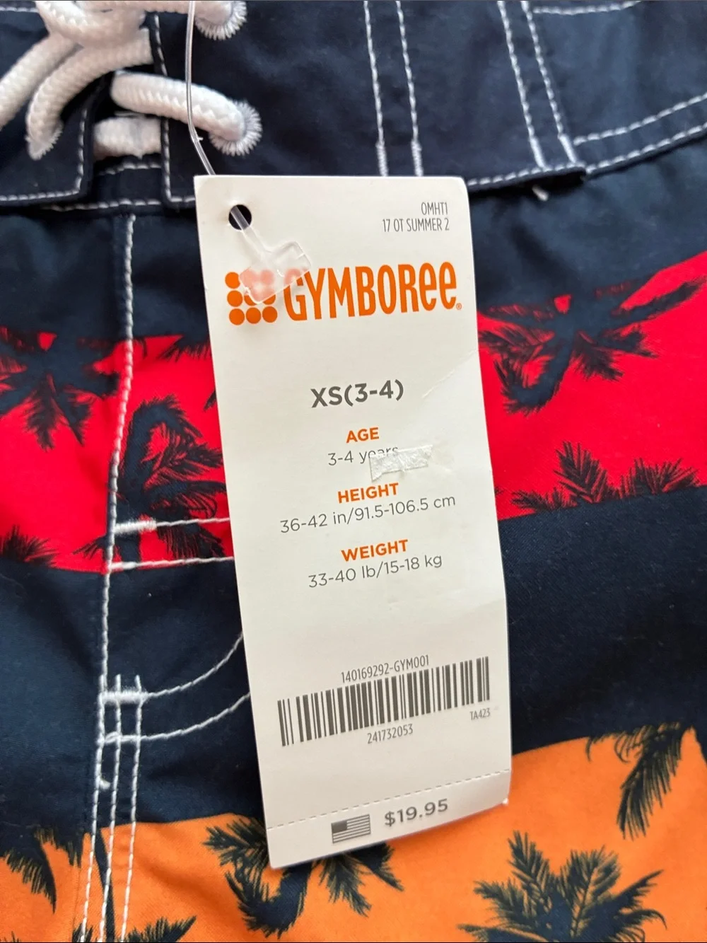 Set of 2 Gymboree Navy Palm Stripe swim shorts & summer shorts, size 4T